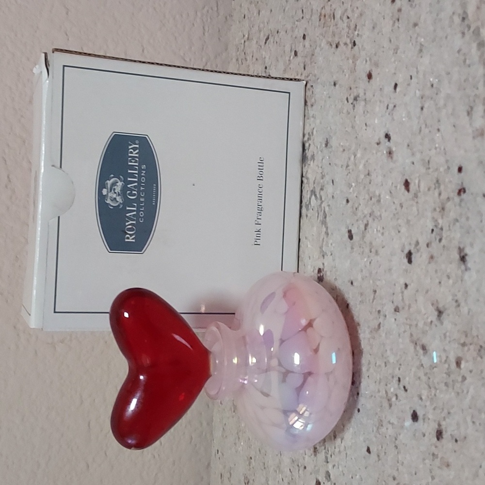 NEW- Pink, Crystal Fragrance Bottle With RED Heart Stopper.